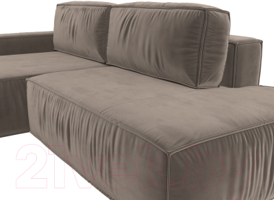Диван угловой Лига Диванов Прага Модерн левый (велюр коричневый)