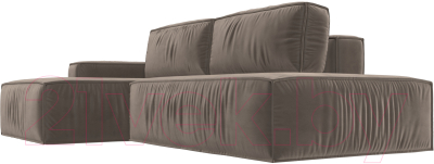 Диван угловой Лига Диванов Прага Модерн левый (велюр коричневый)