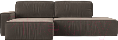 Диван угловой Лига Диванов Прага Модерн левый (велюр коричневый)