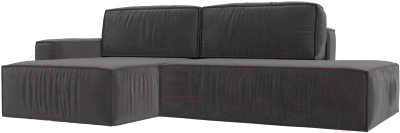 Диван угловой Лига Диванов Прага Модерн левый (велюр серый) - фото