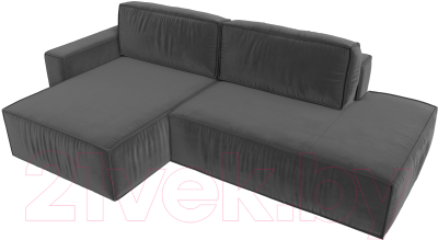 Диван угловой Лига Диванов Прага Модерн левый (велюр серый)
