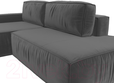 Диван угловой Лига Диванов Прага Модерн левый (велюр серый)
