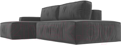 Диван угловой Лига Диванов Прага Модерн левый (велюр серый)