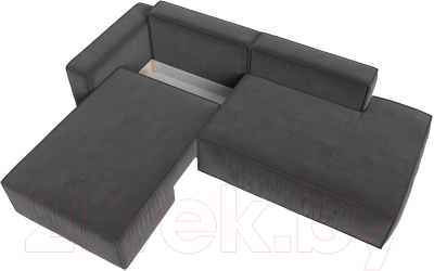 Диван угловой Лига Диванов Прага Модерн левый (велюр серый)