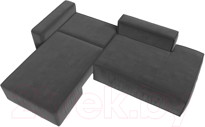 Диван угловой Лига Диванов Прага Модерн левый (велюр серый)