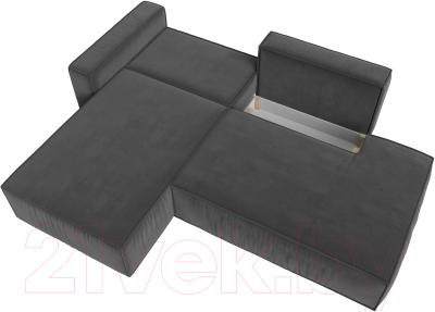 Диван угловой Лига Диванов Прага Модерн левый (велюр серый)