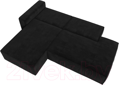 Диван угловой Лига Диванов Прага Модерн левый (велюр черный)