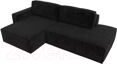Диван угловой Лига Диванов Прага Модерн левый (велюр черный)