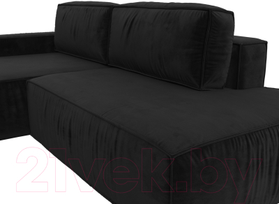Диван угловой Лига Диванов Прага Модерн левый (велюр черный)