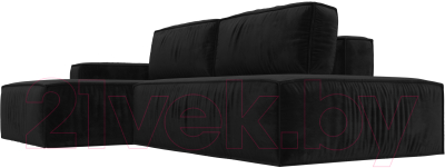 Диван угловой Лига Диванов Прага Модерн левый (велюр черный)