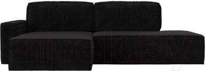 Диван угловой Лига Диванов Прага Модерн левый (велюр черный)