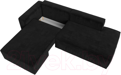 Диван угловой Лига Диванов Прага Модерн левый (велюр черный)