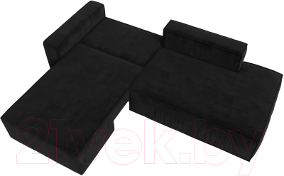 Диван угловой Лига Диванов Прага Модерн левый (велюр черный)