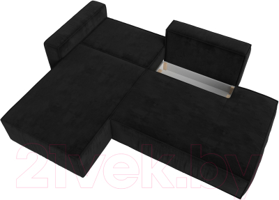Диван угловой Лига Диванов Прага Модерн левый (велюр черный)