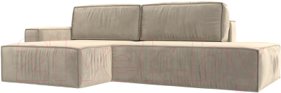 Диван угловой Лига Диванов Прага Модерн левый (микровельвет бежевый) - фото