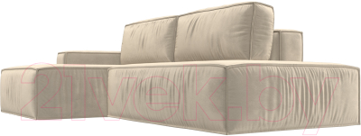 Диван угловой Лига Диванов Прага Модерн левый (микровельвет бежевый)