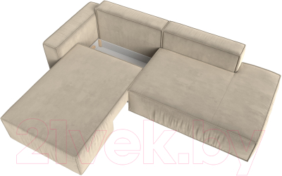 Диван угловой Лига Диванов Прага Модерн левый (микровельвет бежевый)