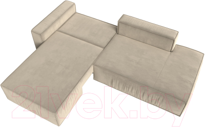 Диван угловой Лига Диванов Прага Модерн левый (микровельвет бежевый)