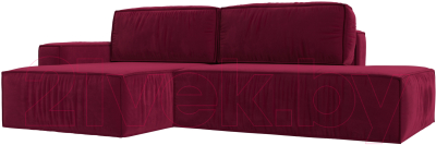 Диван угловой Лига Диванов Прага Модерн левый (микровельвет бордовый) - фото
