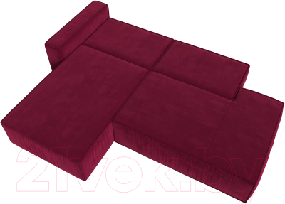 Диван угловой Лига Диванов Прага Модерн левый (микровельвет бордовый)