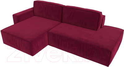 Диван угловой Лига Диванов Прага Модерн левый (микровельвет бордовый)