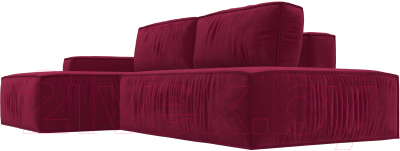 Диван угловой Лига Диванов Прага Модерн левый (микровельвет бордовый)