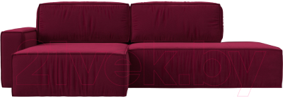 Диван угловой Лига Диванов Прага Модерн левый (микровельвет бордовый)
