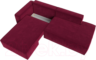Диван угловой Лига Диванов Прага Модерн левый (микровельвет бордовый)