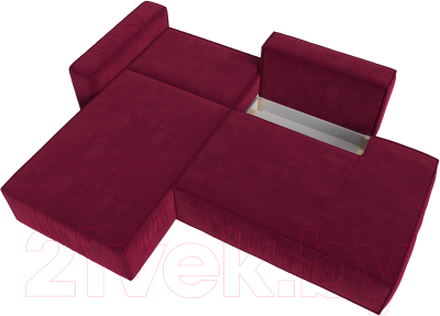 Диван угловой Лига Диванов Прага Модерн левый (микровельвет бордовый)