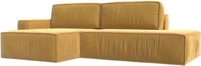 Диван угловой Лига Диванов Прага Модерн левый (микровельвет желтый) - фото
