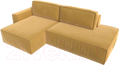 Диван угловой Лига Диванов Прага Модерн левый (микровельвет желтый)