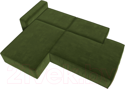 Диван угловой Лига Диванов Прага Модерн левый (микровельвет зеленый)