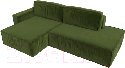 Диван угловой Лига Диванов Прага Модерн левый (микровельвет зеленый)
