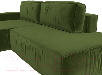 Диван угловой Лига Диванов Прага Модерн левый (микровельвет зеленый)