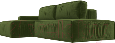 Диван угловой Лига Диванов Прага Модерн левый (микровельвет зеленый)