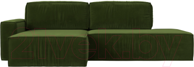Диван угловой Лига Диванов Прага Модерн левый (микровельвет зеленый)