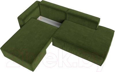 Диван угловой Лига Диванов Прага Модерн левый (микровельвет зеленый)