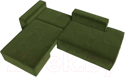 Диван угловой Лига Диванов Прага Модерн левый (микровельвет зеленый)