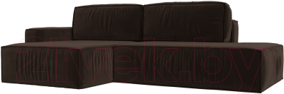 Диван угловой Лига Диванов Прага Модерн левый (микровельвет коричневый) - фото