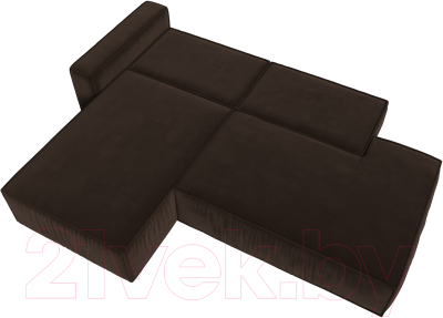 Диван угловой Лига Диванов Прага Модерн левый (микровельвет коричневый)
