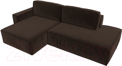 Диван угловой Лига Диванов Прага Модерн левый (микровельвет коричневый)