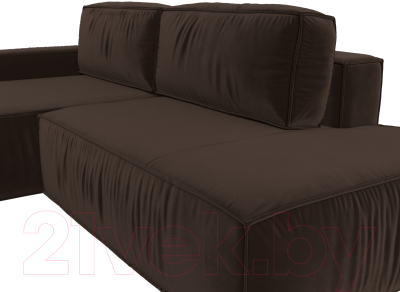 Диван угловой Лига Диванов Прага Модерн левый (микровельвет коричневый)