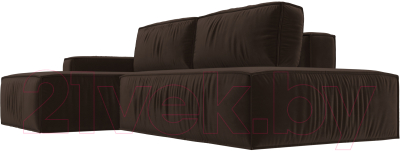 Диван угловой Лига Диванов Прага Модерн левый (микровельвет коричневый)