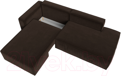 Диван угловой Лига Диванов Прага Модерн левый (микровельвет коричневый)