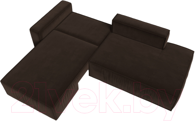 Диван угловой Лига Диванов Прага Модерн левый (микровельвет коричневый)