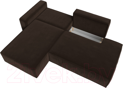 Диван угловой Лига Диванов Прага Модерн левый (микровельвет коричневый)