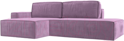 Диван угловой Лига Диванов Прага Модерн левый (микровельвет сиреневый) - фото