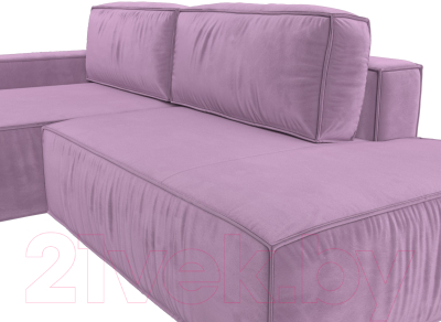 Диван угловой Лига Диванов Прага Модерн левый (микровельвет сиреневый)