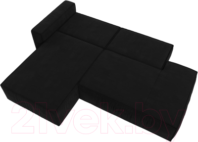 Диван угловой Лига Диванов Прага Модерн левый (микровельвет черный)