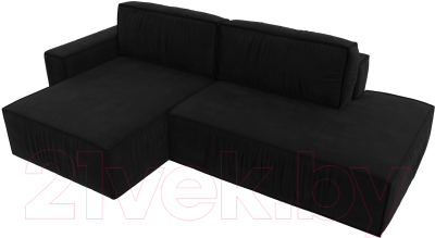 Диван угловой Лига Диванов Прага Модерн левый (микровельвет черный)